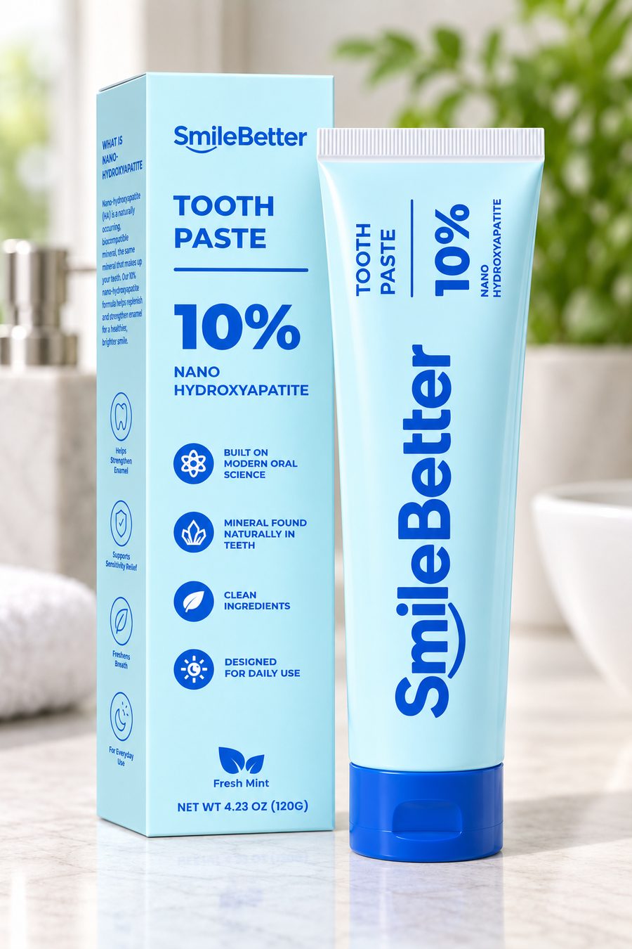 SmileBetter Toothpaste with 10% nano-hydroxyapatite, fresh mint
